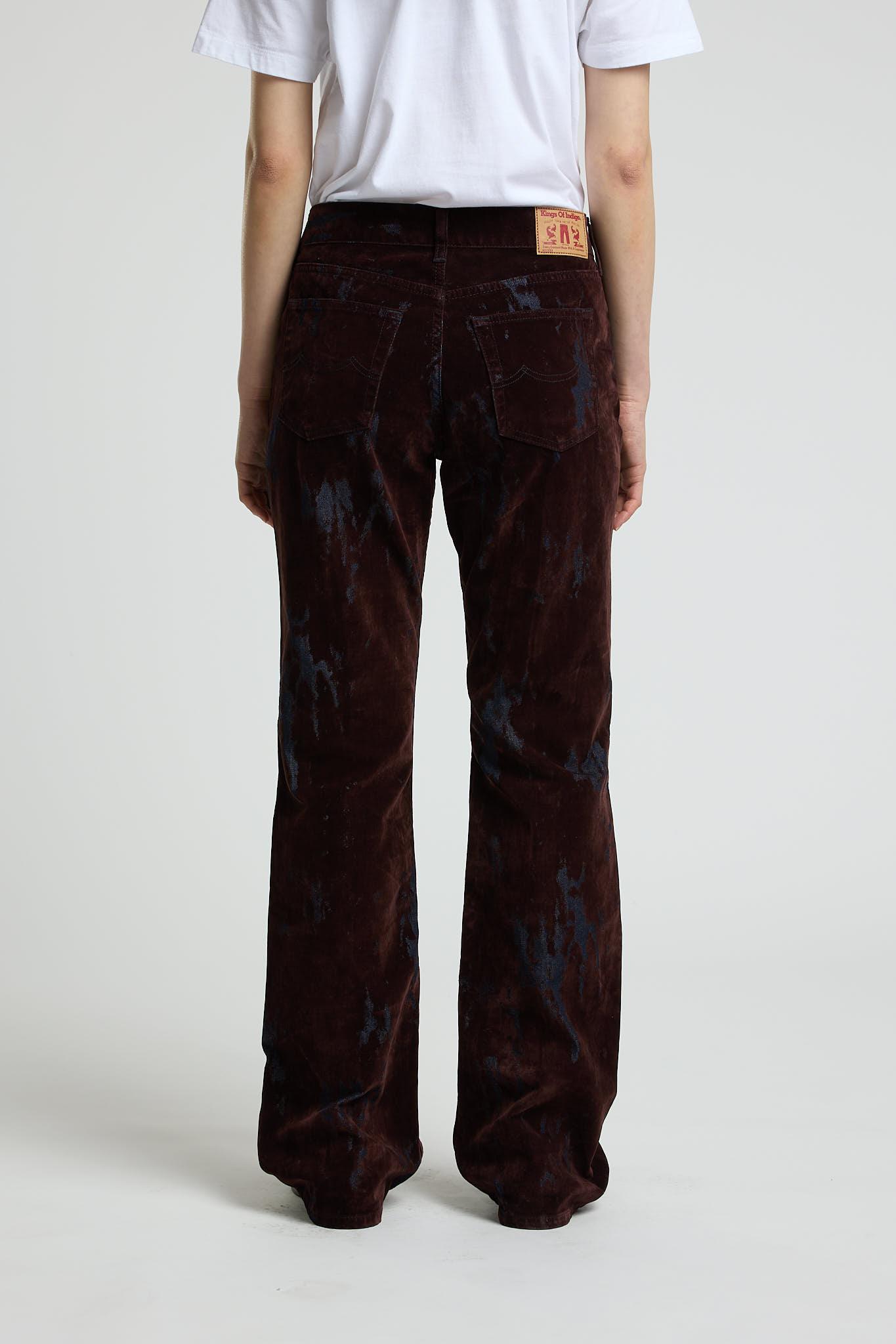 Kings Of Indigo Teruko Fudge Larissa Flock Damen Flared Hose braun